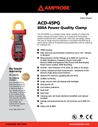 Thumbnail of document Data Sheet - ACD-45PQ 600A Power Quality Clamp with True-RMS